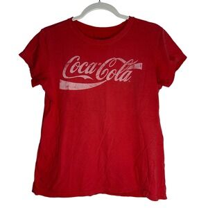 Coca-Cola Graphic T-Shirt Red Cotton Short Sleeve Crewneck Large Juniors 11/13